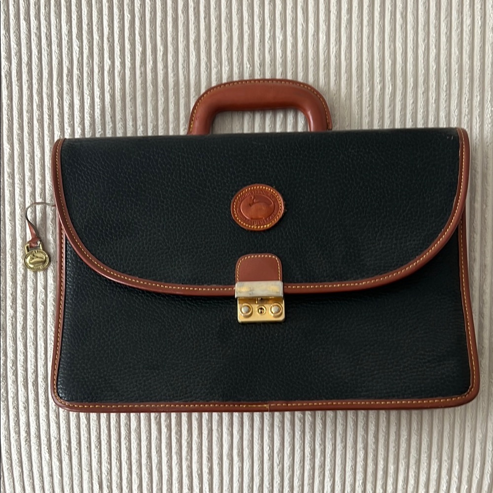Classic Black and Brown Leather Briefcase